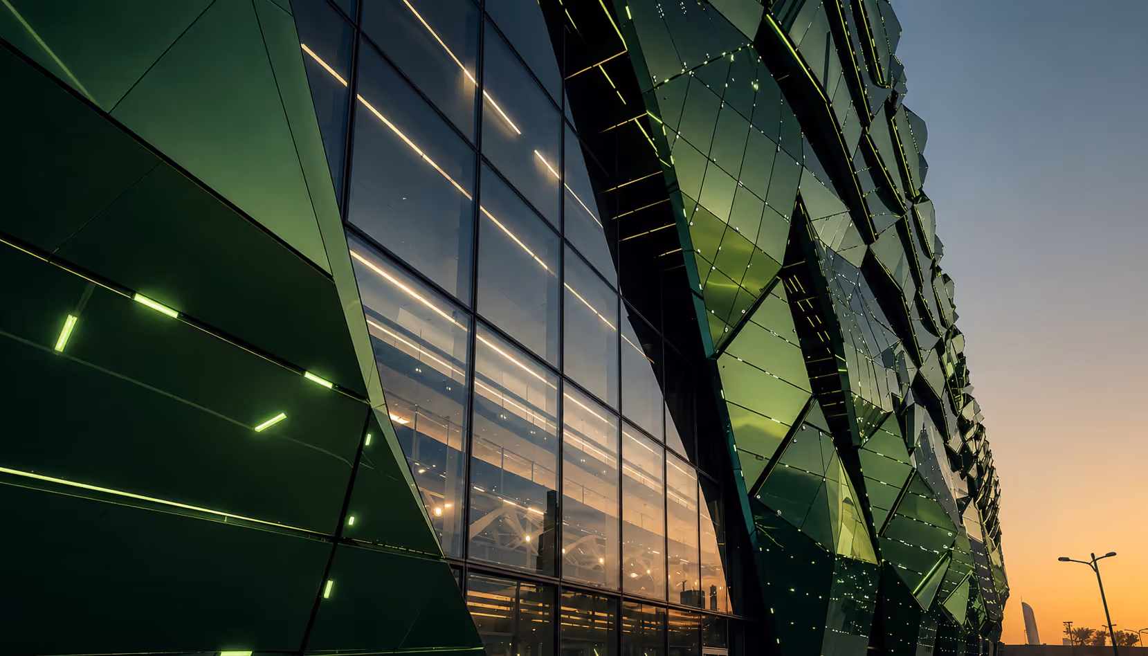A building’s glass facade